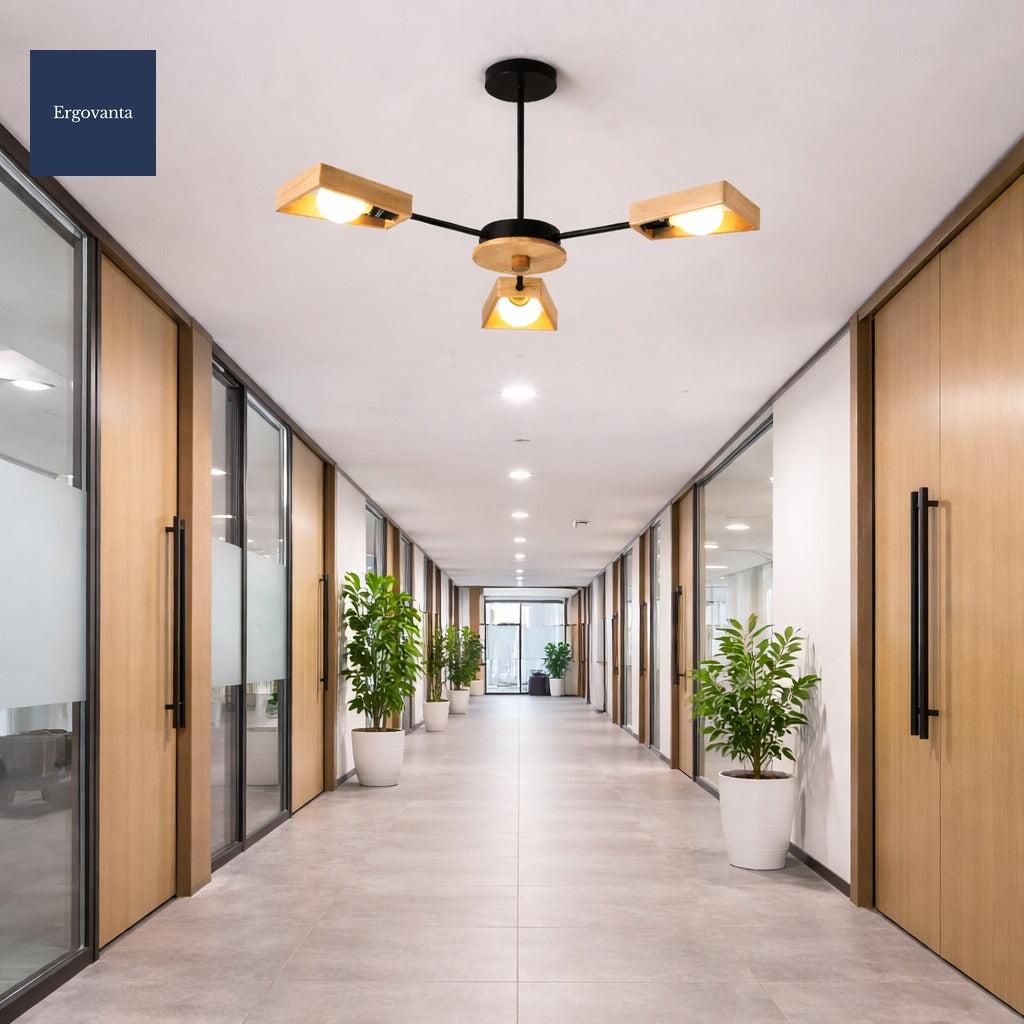 Solid Wood Branch LED Office Chandelier hero