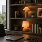 Woven Rattan Table Lamp, styled hero shot 2