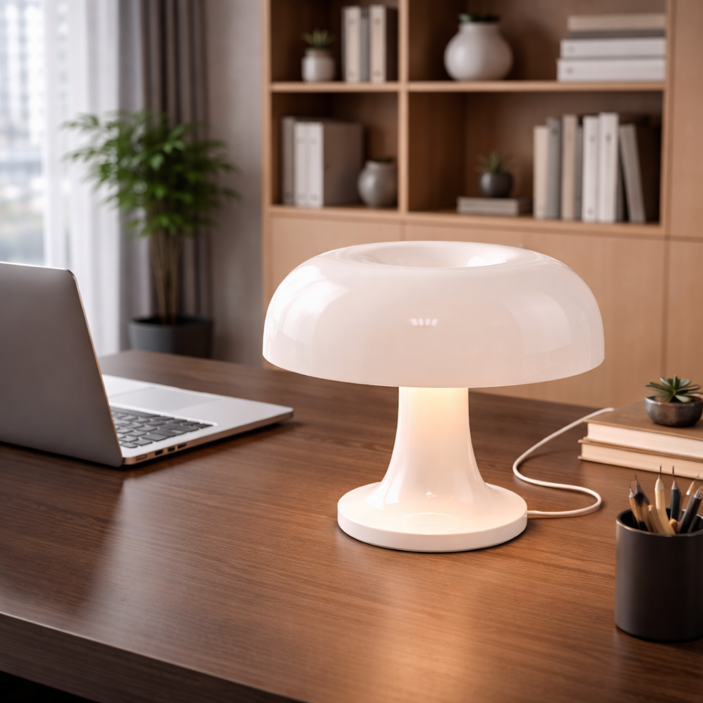 Modern Mushroom Table Lamp, White