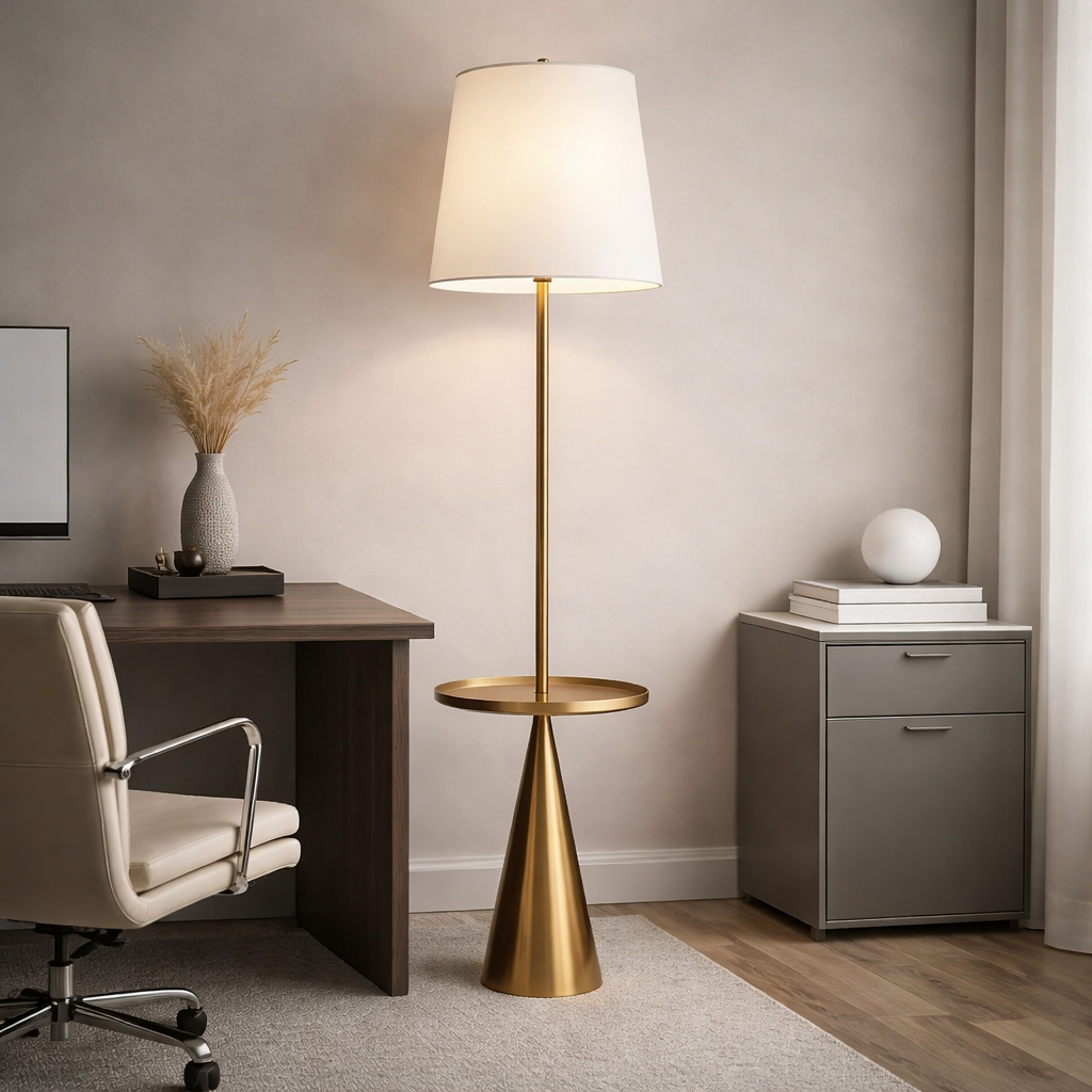 Celestial Modern Floor Lamp with Accent Table, styled hero shot