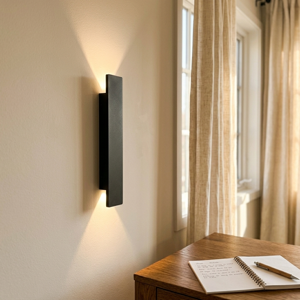 Linear Up-Down Wall Light by a home-office window