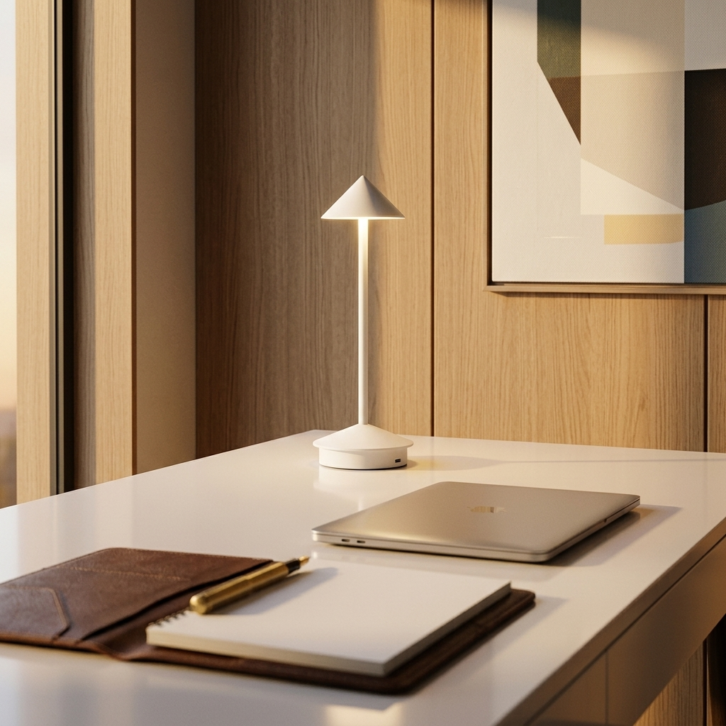 Modernist Aluminum Desk Lamp, White