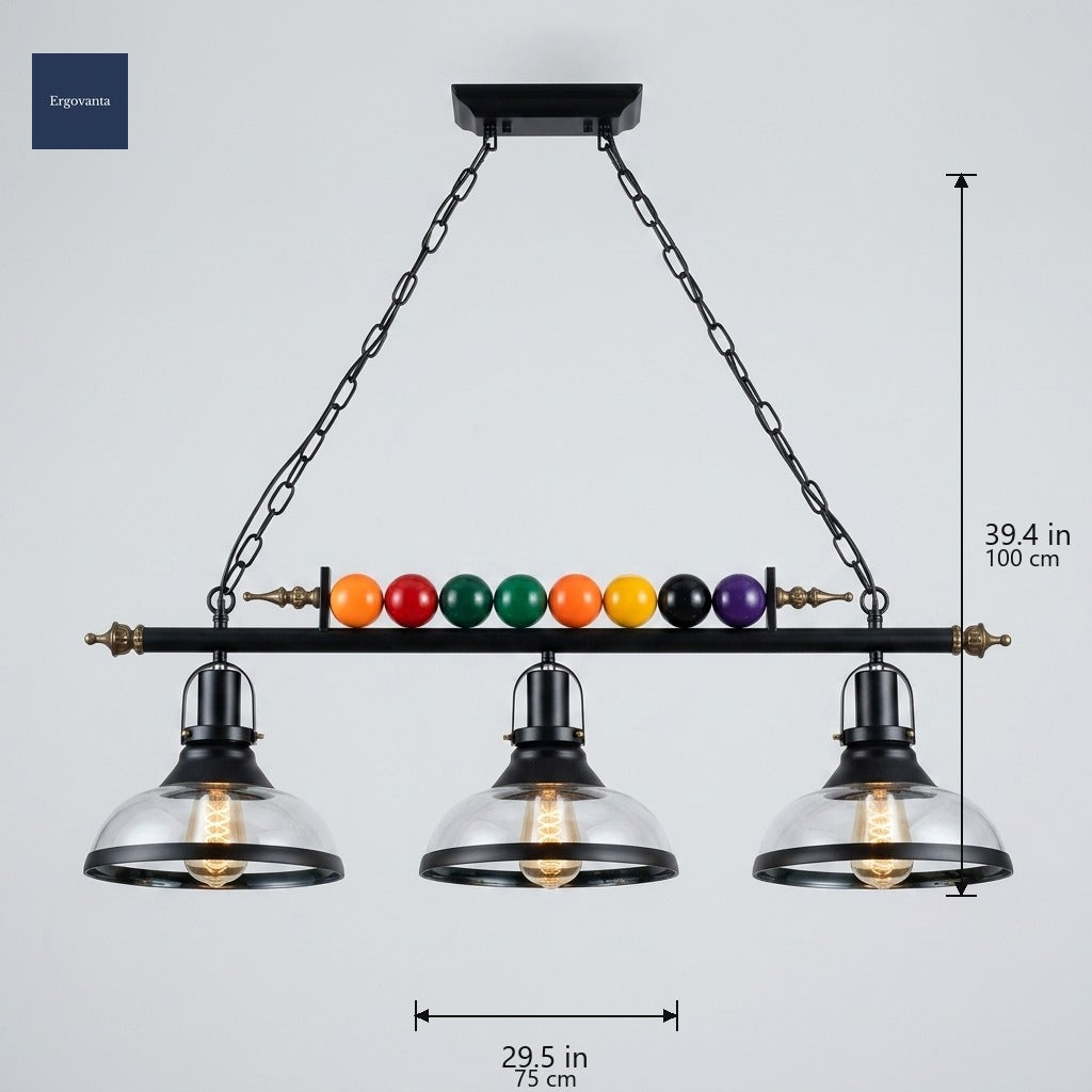Billiard pendant shade width and chain dimensions