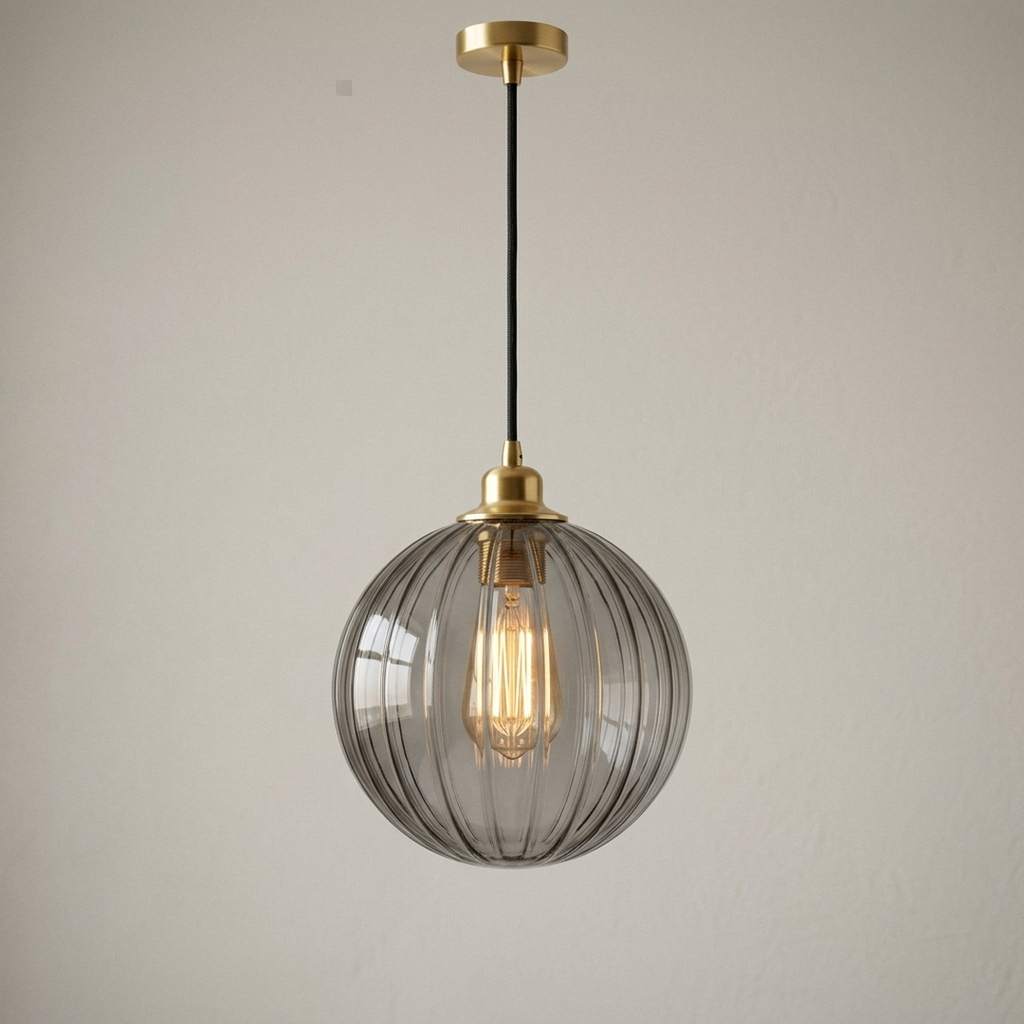 Glass Pendant, Globe Smoke Gray