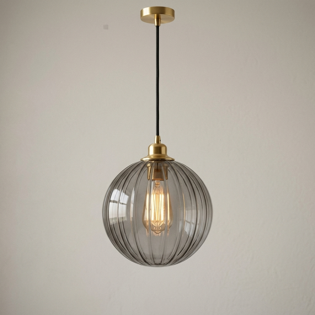 Glass Pendant, Globe Smoke Gray