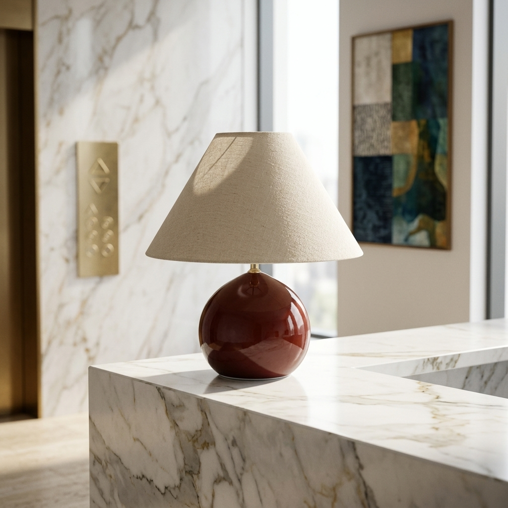 Vintage Ceramic Tableside Lamp, styled hero shot 2