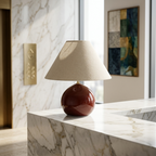 Vintage Ceramic Tableside Lamp, styled hero shot 2