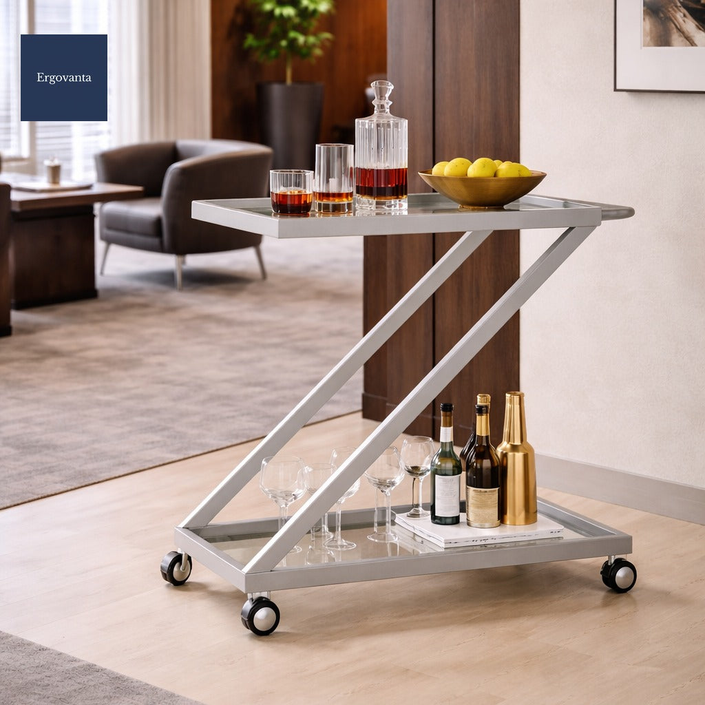 Z-Frame Glass Office Bar Cart
