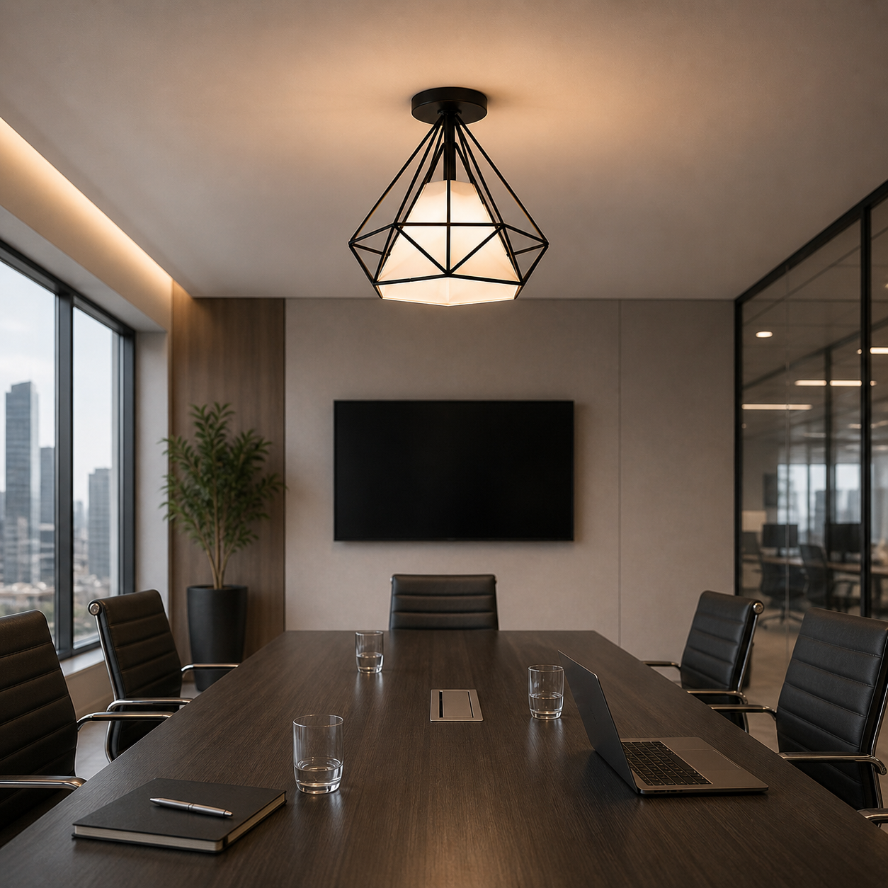 Minimal Black Pendant Ceiling Light, styled hero shot 3
