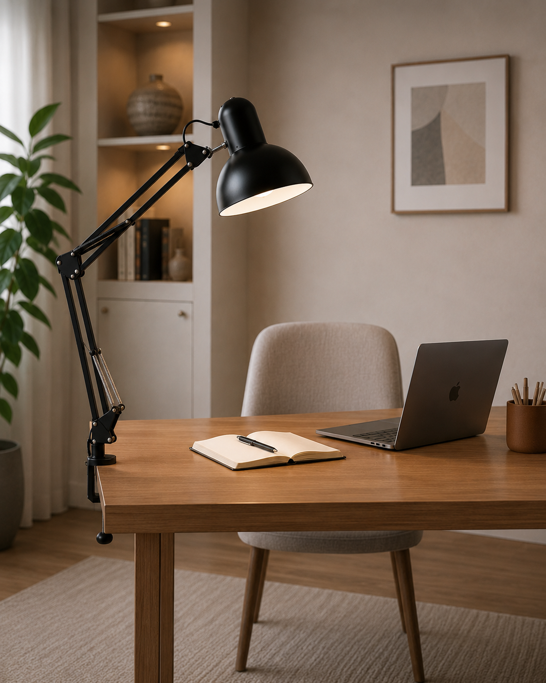 Adjustable LED Desk Lamp with Clip Base, Black 2