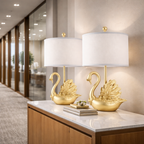 Golden Swan Table Lamp Set, styled hero shot 2