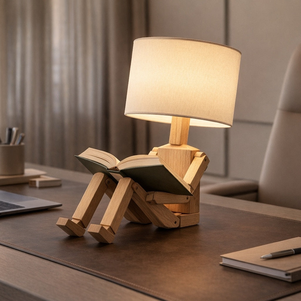 Wood Desk Lamp, styled hero shot 2