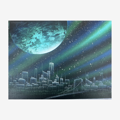 Northern Lights - Hand-Painted NYC Skyline Canvas