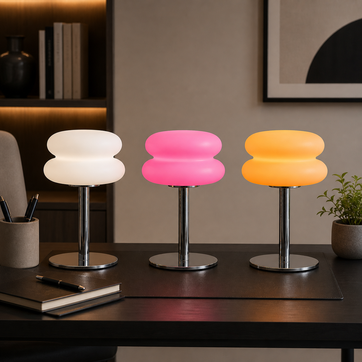 Nordic Bauhaus Table Lamp, styled hero shot