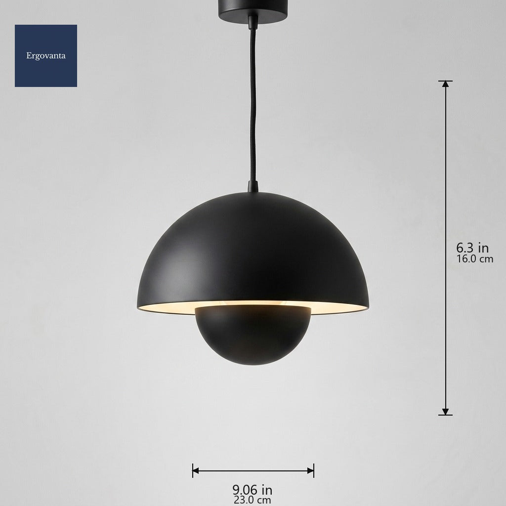 Black Sculptural Bud Pendant dimensions: 23 cm wide x 16 cm tall (9.06 x 6.30 in)