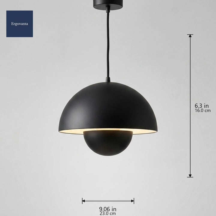Black Sculptural Bud Pendant dimensions: 23 cm wide x 16 cm tall (9.06 x 6.30 in)