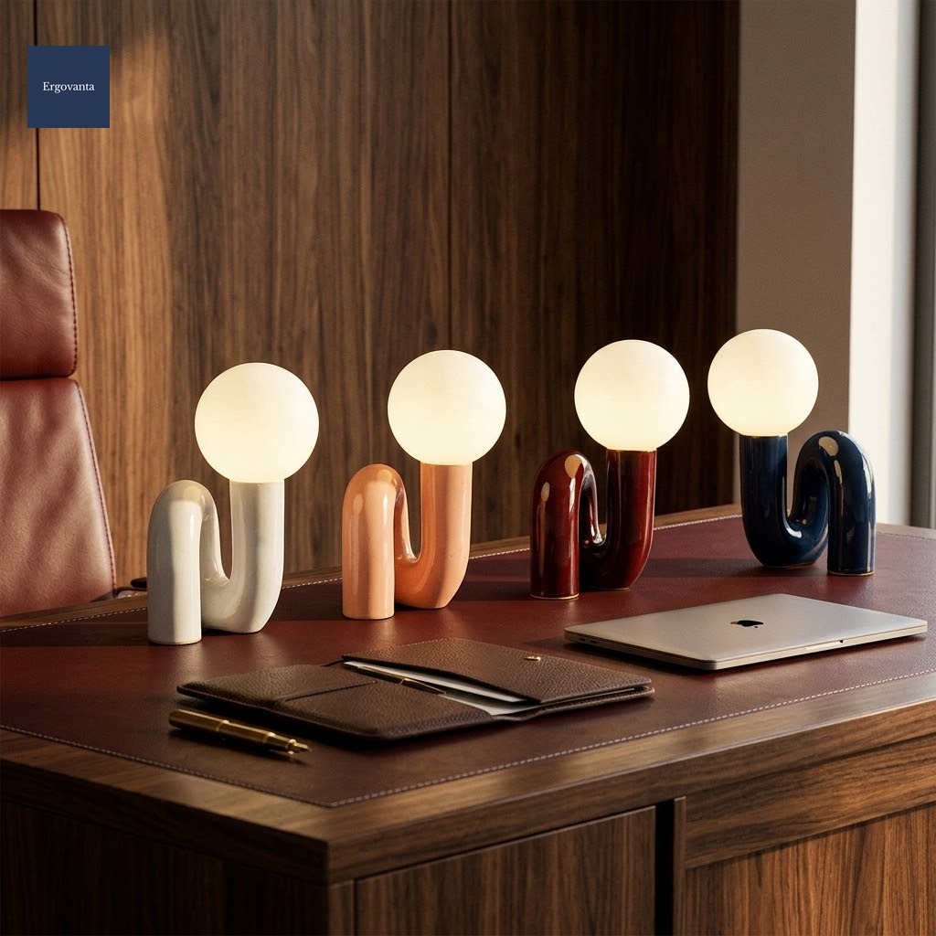Postmodern resin glass desk lamp four-color hero