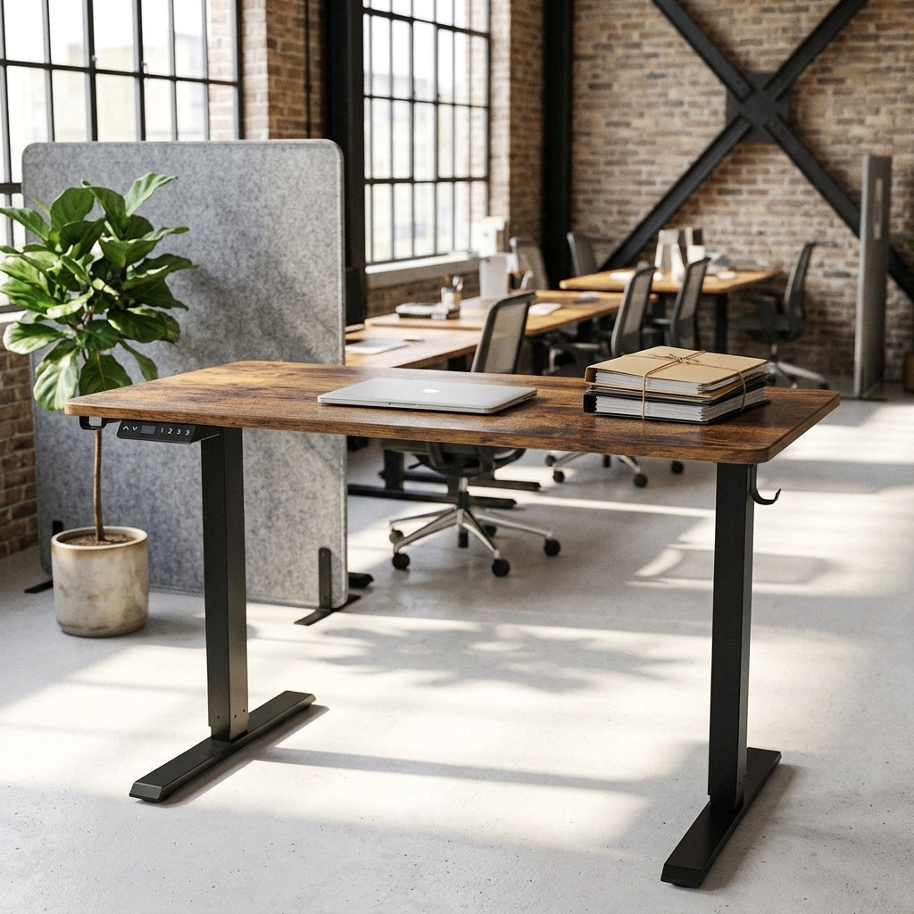 Ascent Electric Standing Desk - Walnut top with black frame