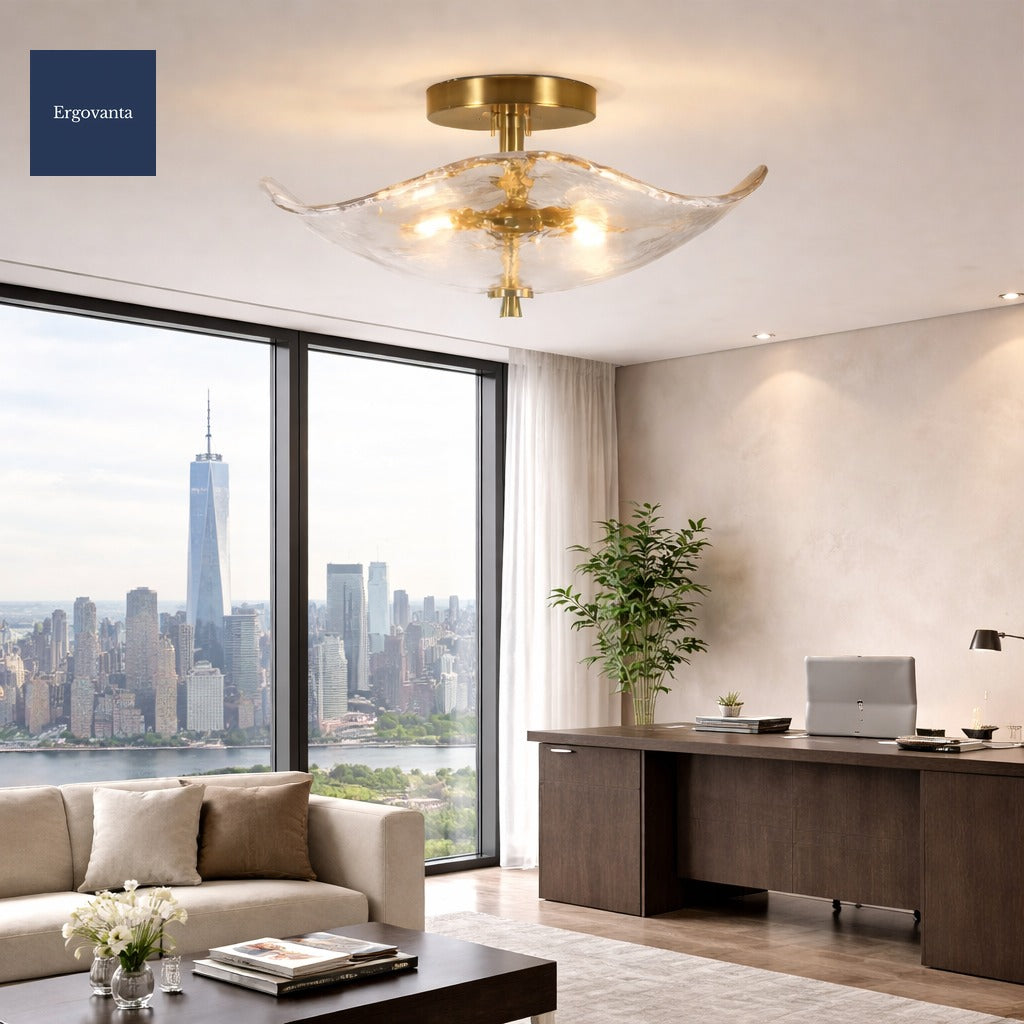 Modern Gold Semi-Flush Ceiling Light scene 4