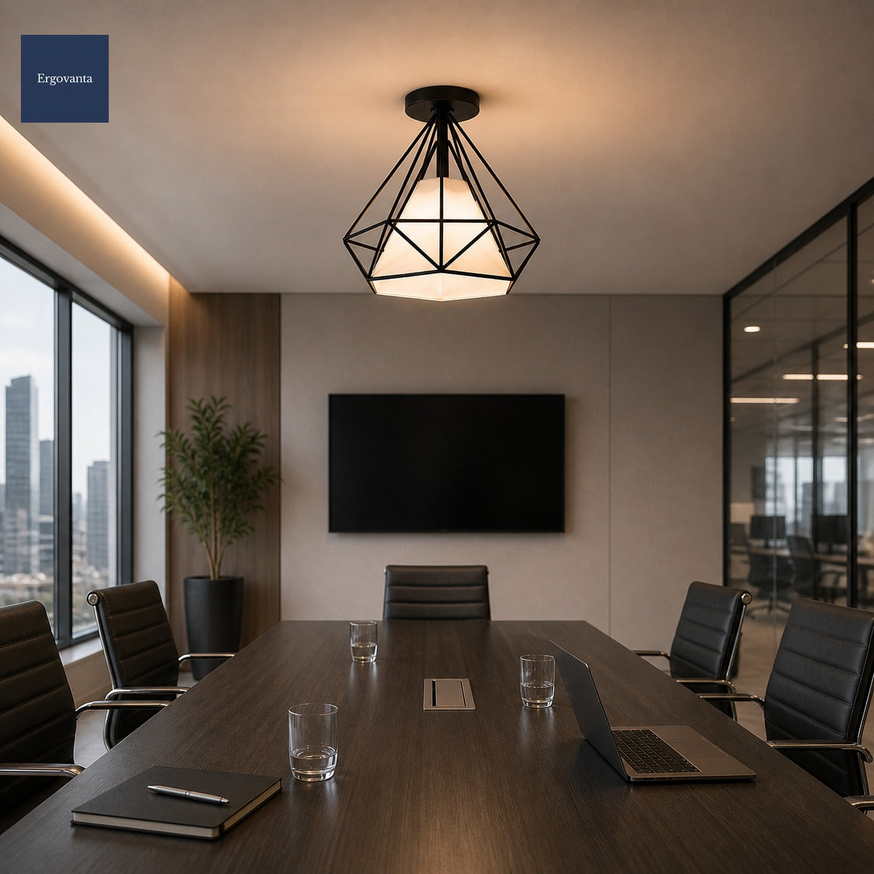 Minimal Black Office Pendant scene 3