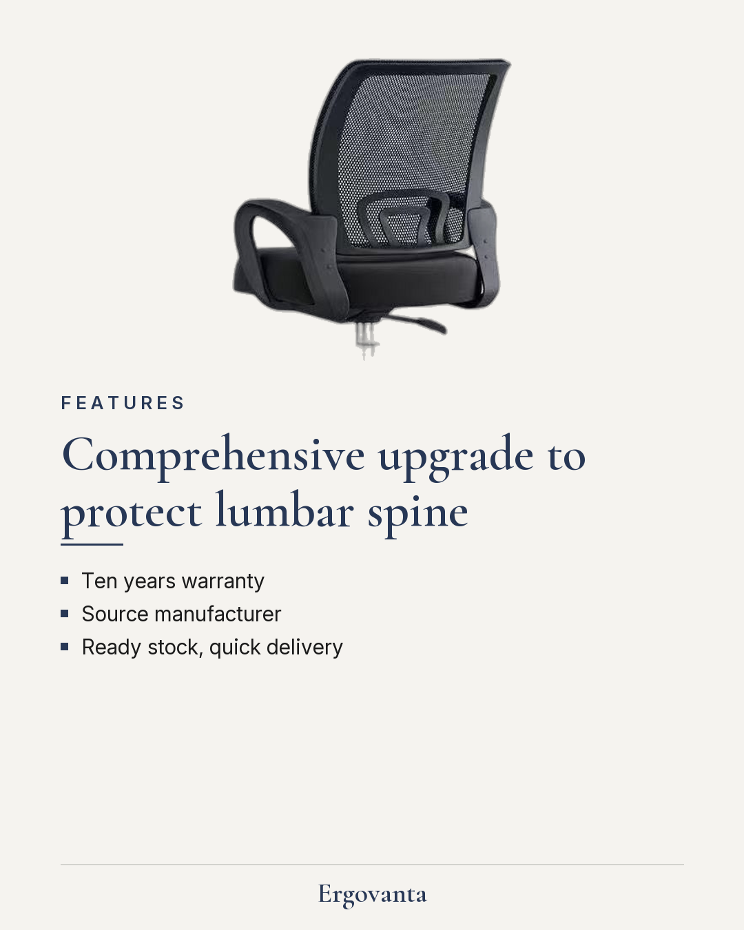 Ergovanta editorial card for the mesh mid-back task chair