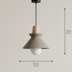 Compact Wood Pendant Light in matte Gray, dimensions 8.7 by 13 inches