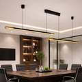 75-Inch Black and Gold Dual Tube LED Pendant Light, styled hero shot