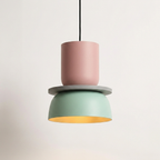 Stacked pendant, medium pink and green