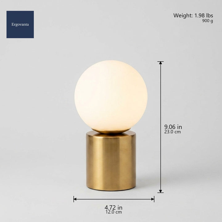 Lunar Glass Table Lamp dimensions: 12 cm diameter x 23 cm height (4.72 x 9.06 in), 900 g