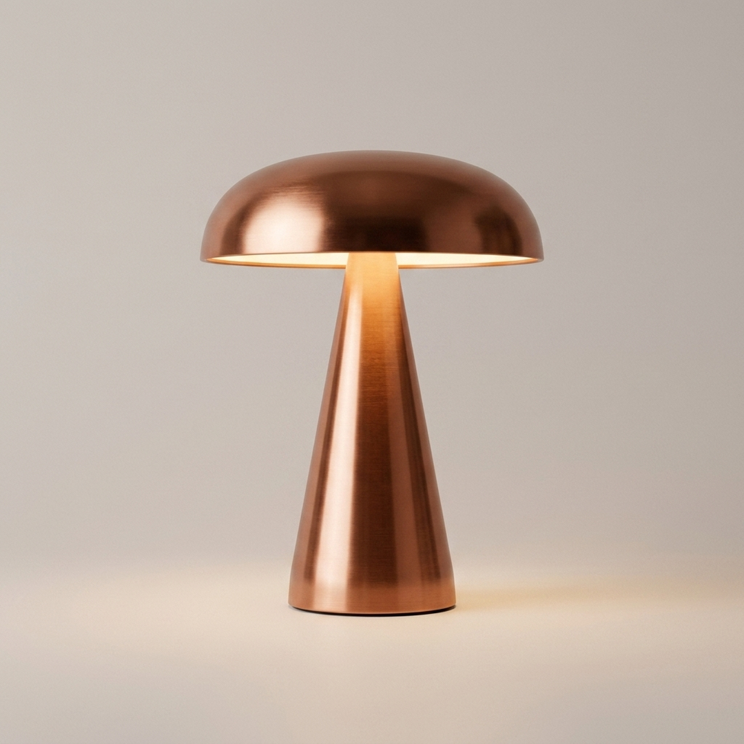 Cordless Mushroom Table Lamp in Copper