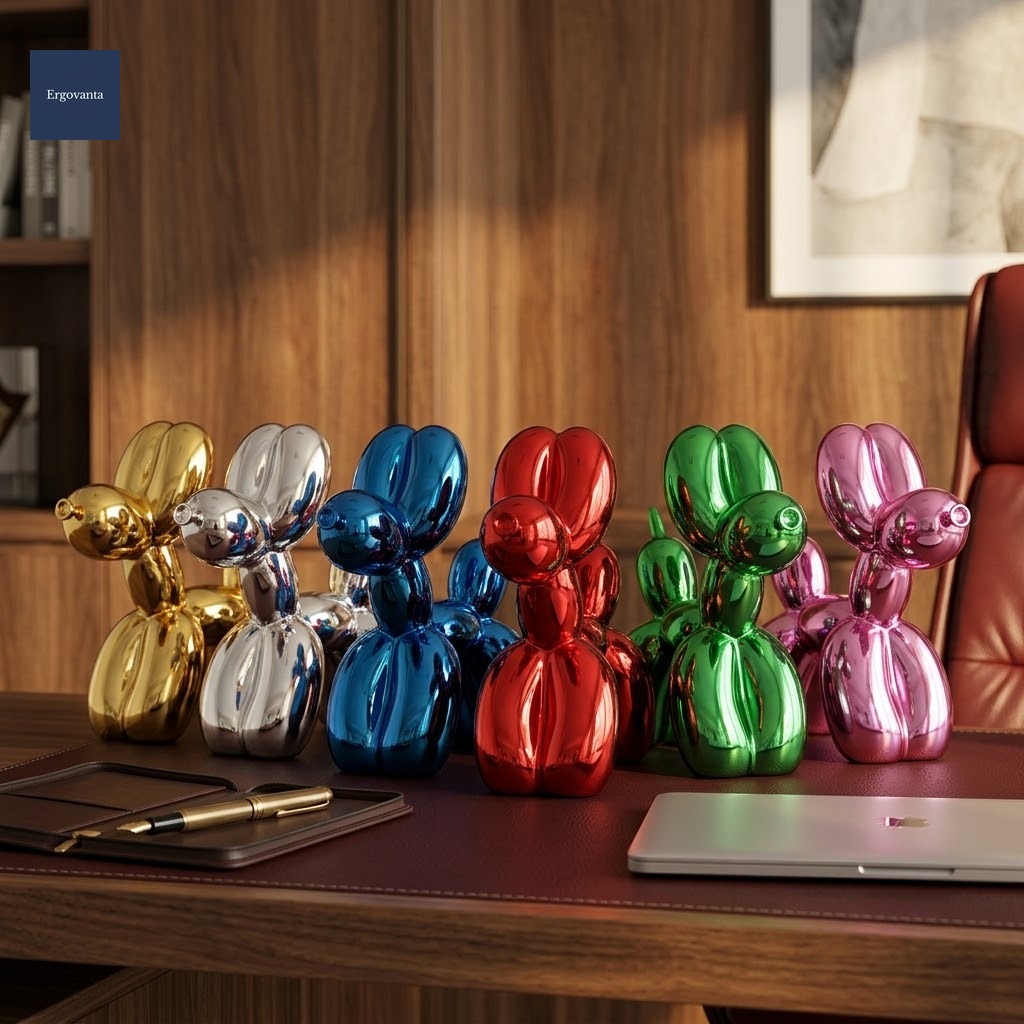 Polished balloon dog sculpture six-color hero
