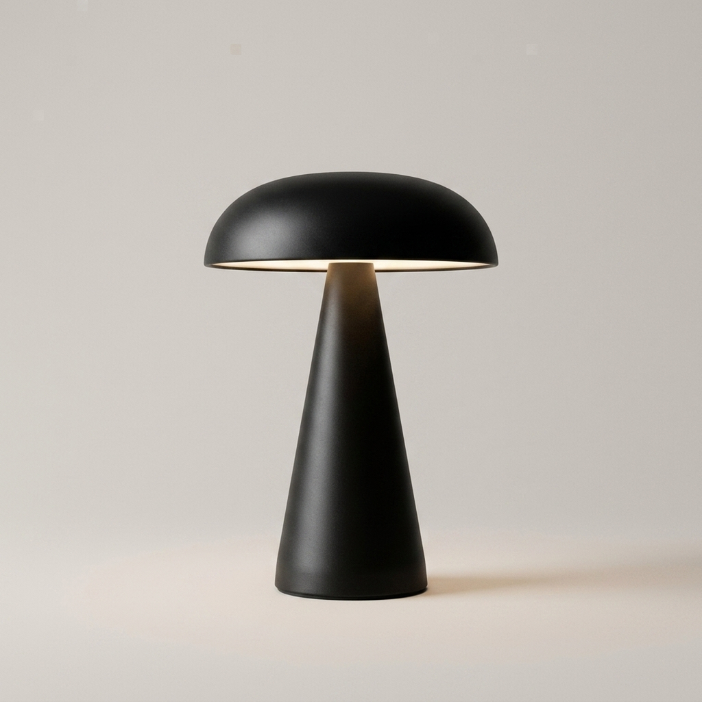 Cordless Mushroom Table Lamp in Black