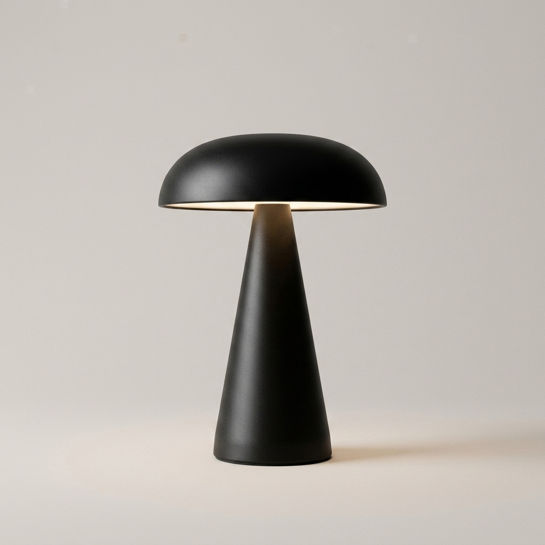 Cordless Mushroom Table Lamp in Black