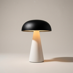 Cordless Mushroom Table Lamp in Black and White