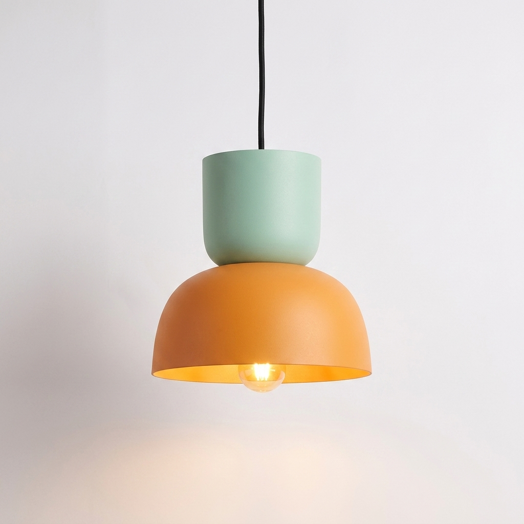 Stacked pendant, large mint and orange