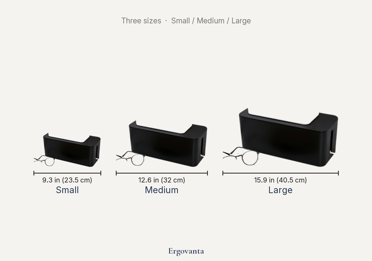 Ergovanta cable management box dimensions diagram