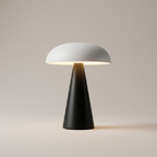 Cordless Mushroom Table Lamp in White and Black