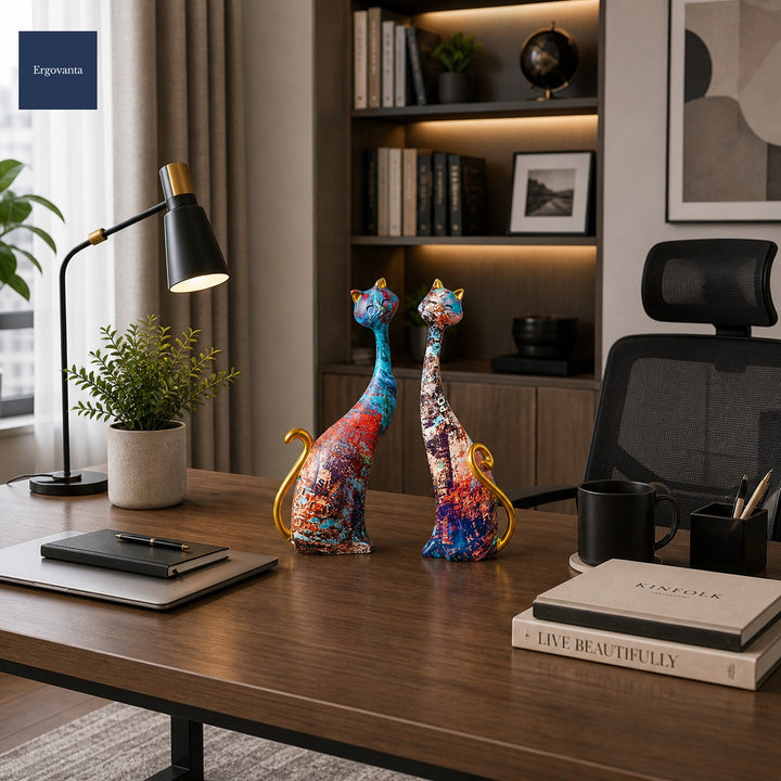 Modern Abstract Cat Sculpture - Contemporary Office Decor