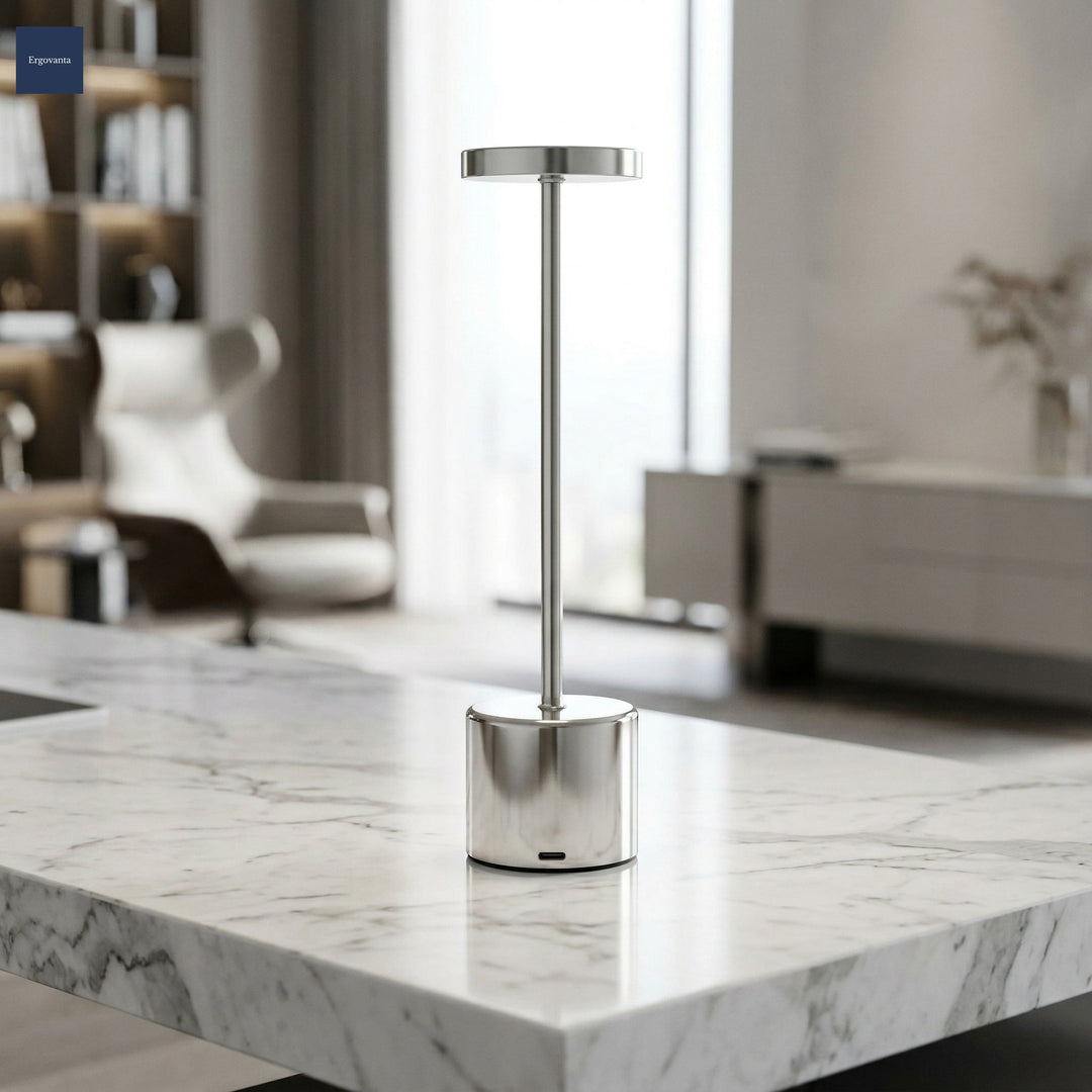 Rechargeable LED tableside lamp Silver variant
