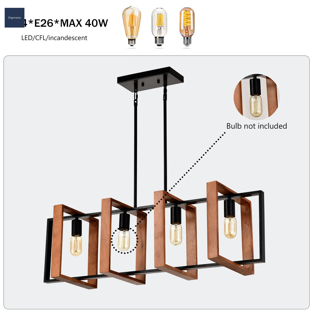 4-Light Rectangular Pendant Chandelier scene 1