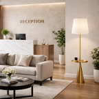 Celestial Modern Floor Lamp with Accent Table, styled hero shot 2