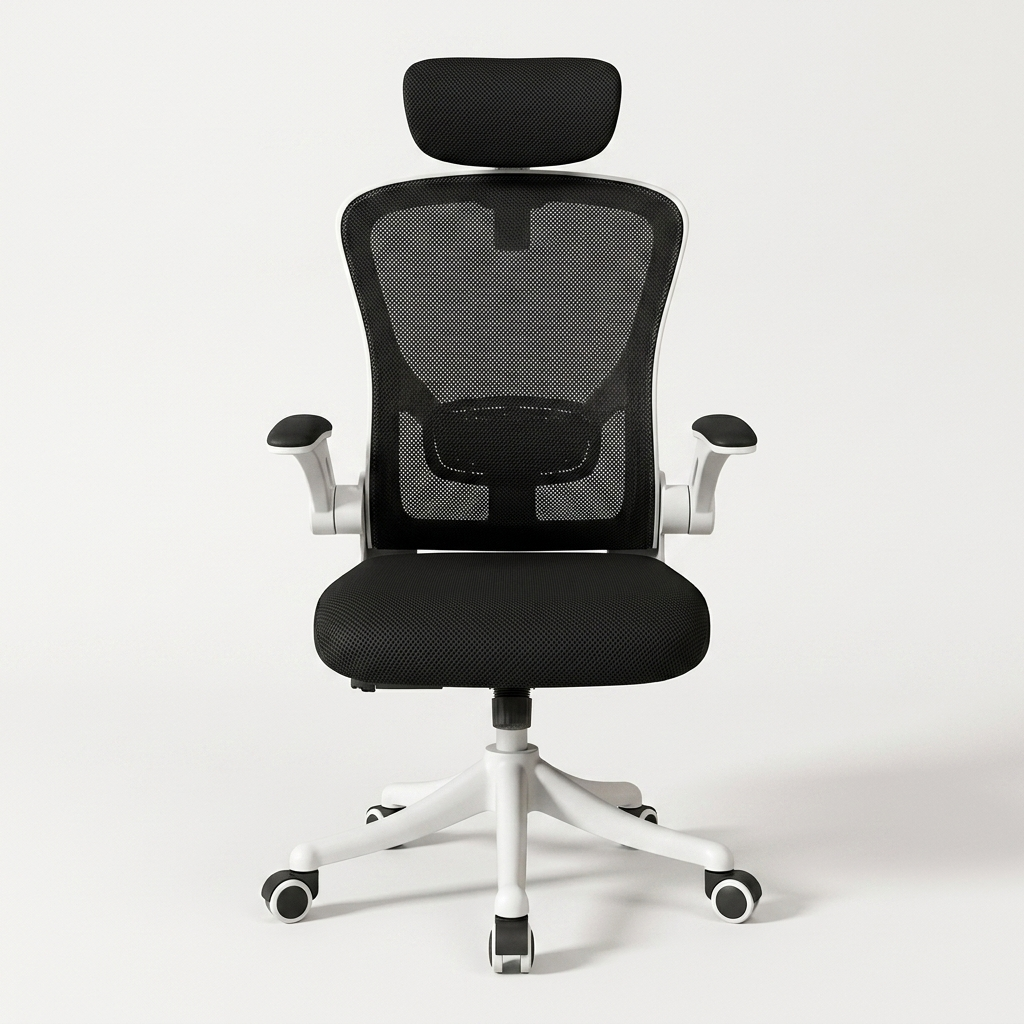 Ergonomic Mesh Office Chair head-on, Black