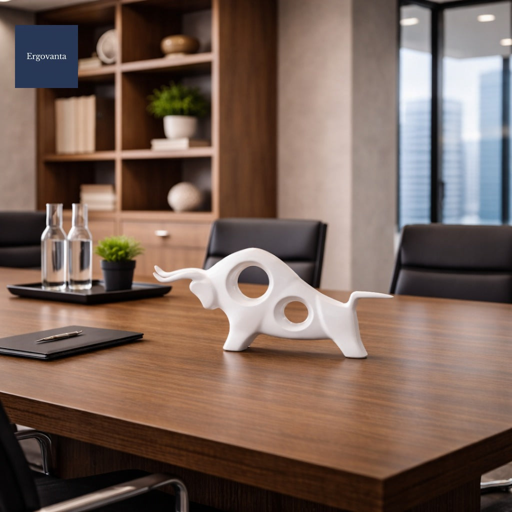 Porcelain Charging Bull Sculpture