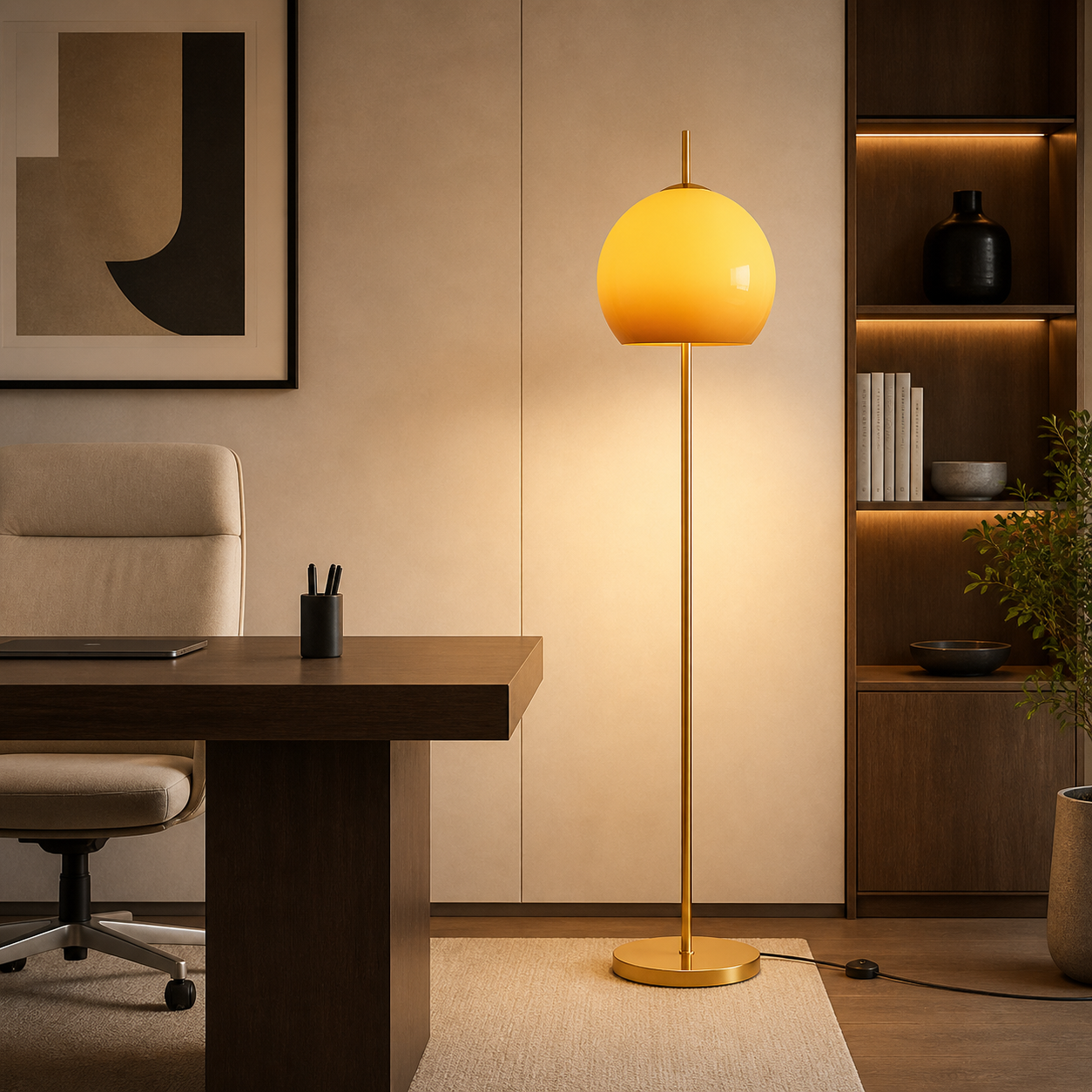 Bauhaus Glass Floor Lamp, styled hero shot