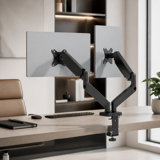 Dual Monitor Arm Mount - Gas Spring Adjustable Desk Setup for 13-32 inch Screens