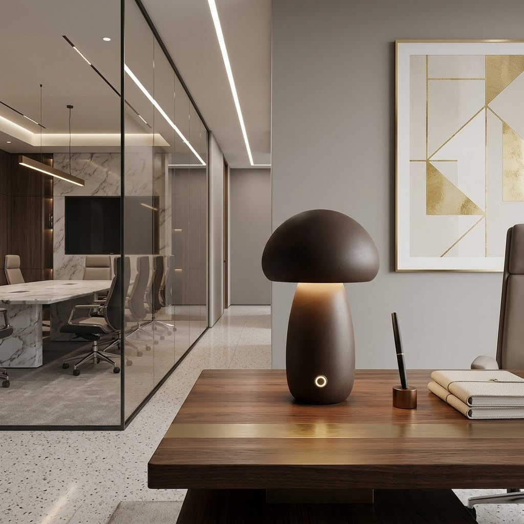 Wooden Mushroom LED Desk Lamp, Brown
