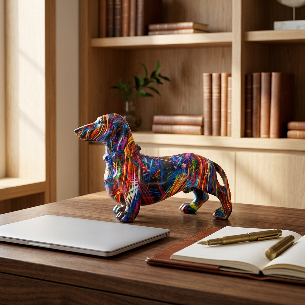 Splatter Dachshund Sculpture, Small