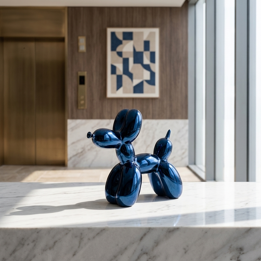 Ceramic Balloon Dog Sculpture, Blue
