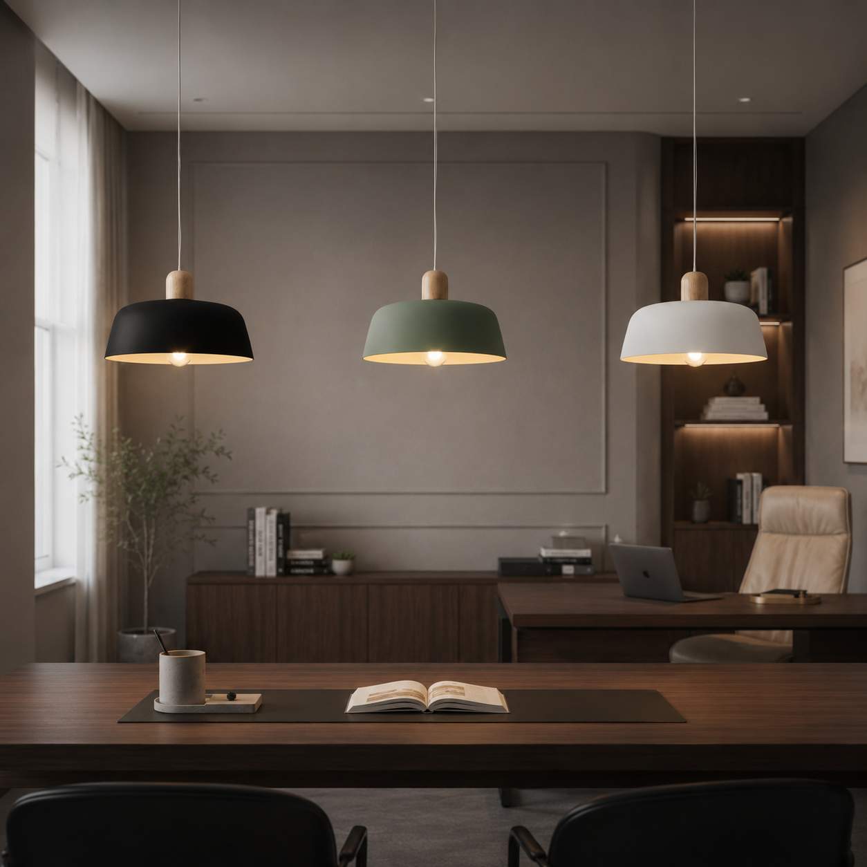 Nordic Wood Pendant Light, styled hero shot