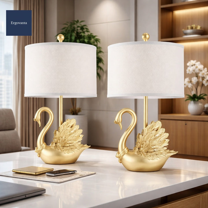Golden Swan Table Lamp Set scene 1